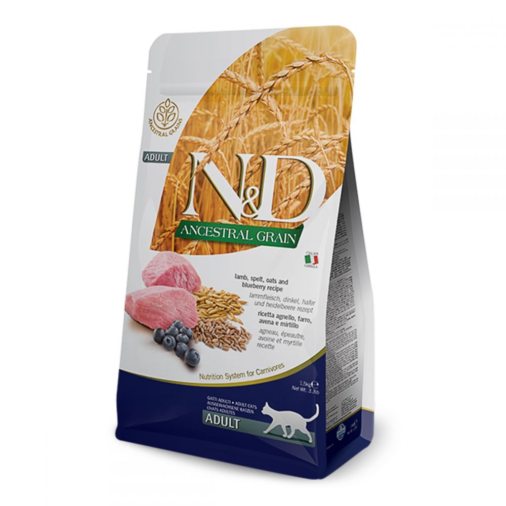 Farmina N&D Ancestral Grain Adult Cat Lamb & Blueberry, 10 кг