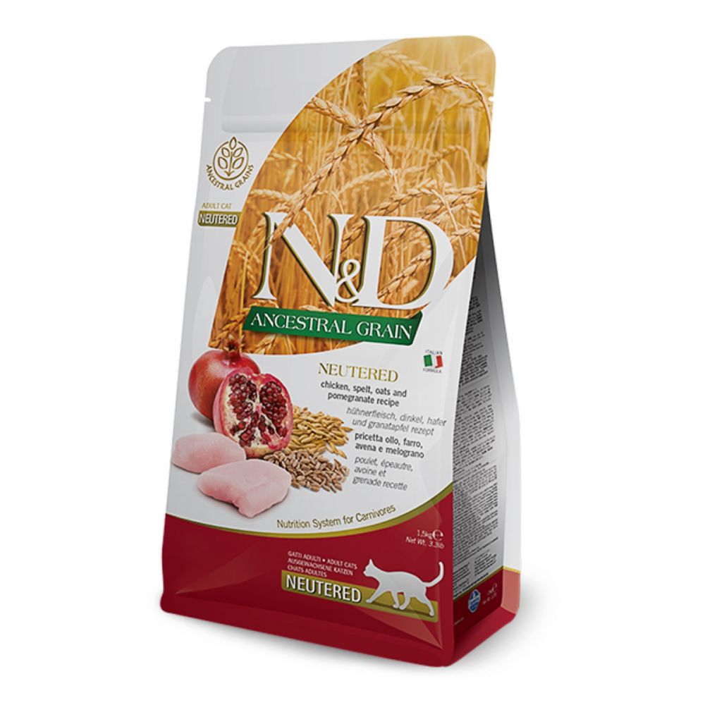 Farmina N&D Ancestral Grain Neutered Cat Chicken & Pomegranate, 1,5 кг